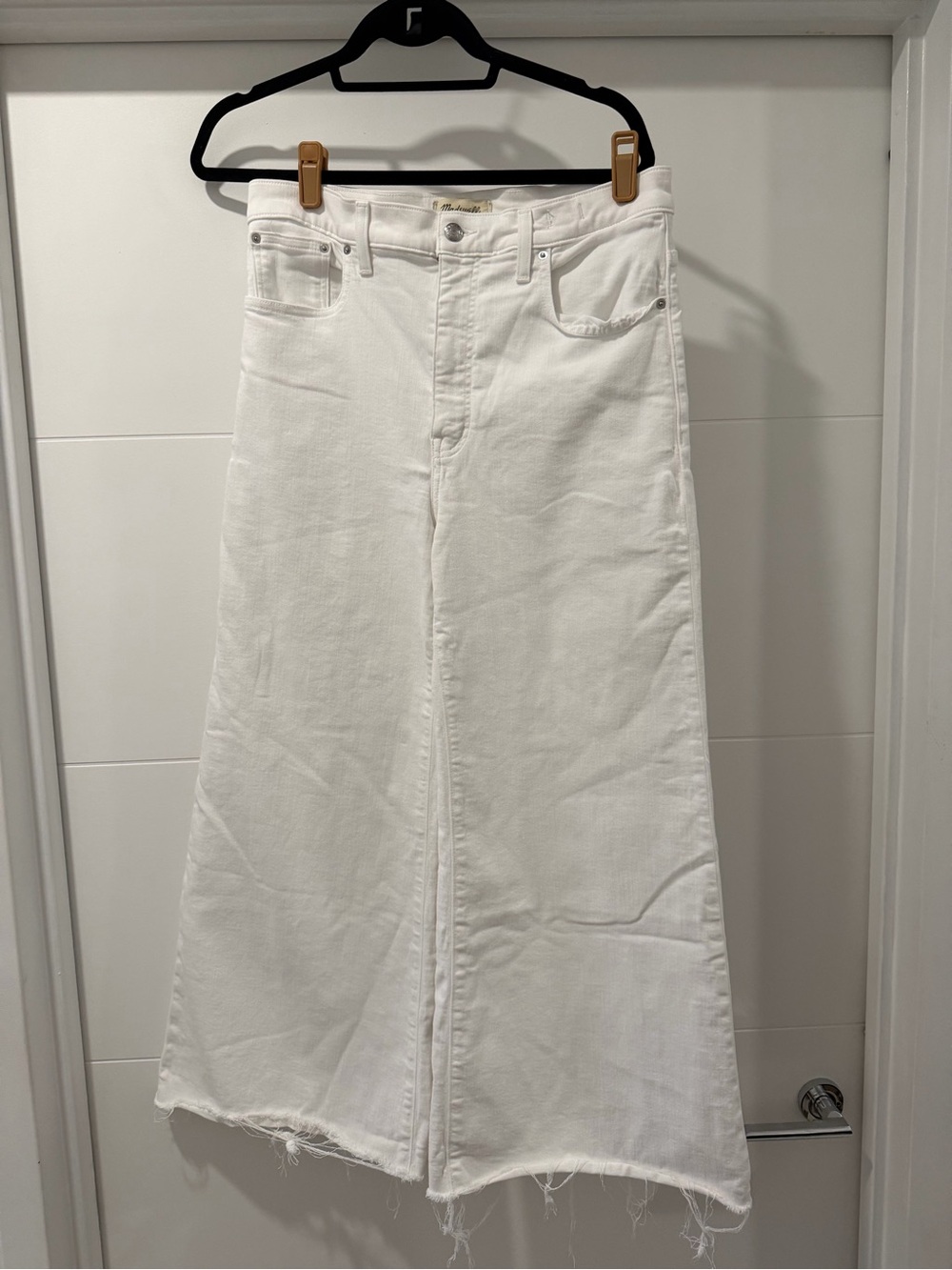 Madewll Raw Hem High Waist Crop Flare Wide Leg Jeans
